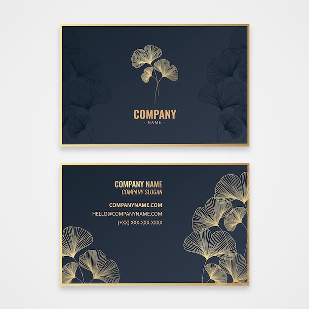 Floral golden business card template