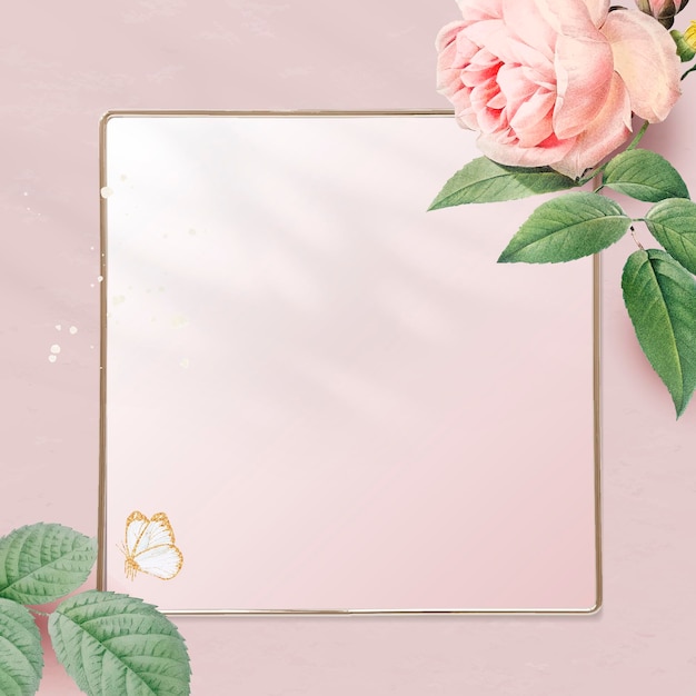 Floral golden square frame