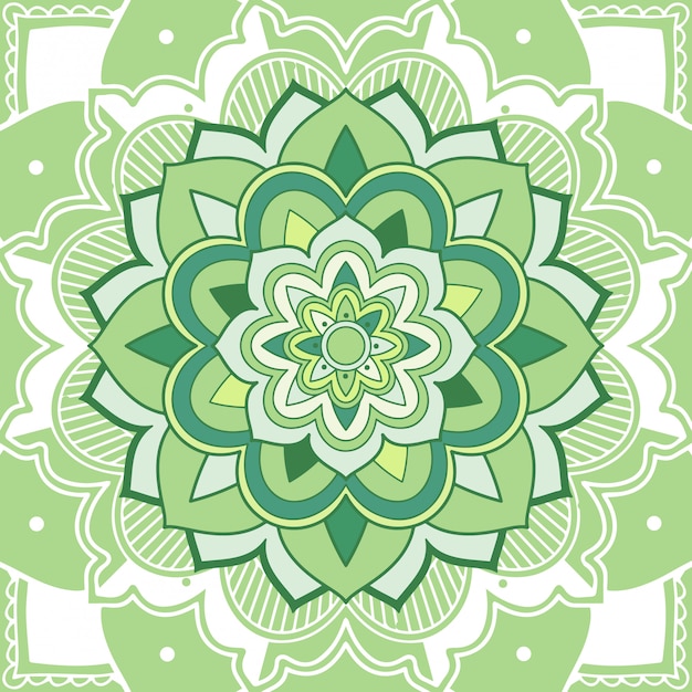 Free vector floral green mandala on white