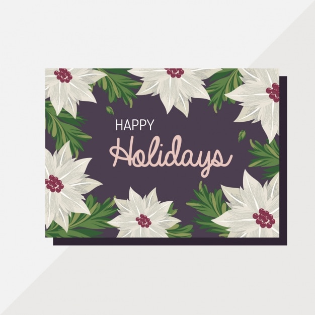 Free vector floral greeting card for christmas