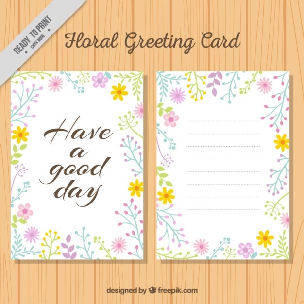 Free vector floral greeting card with a nice quote