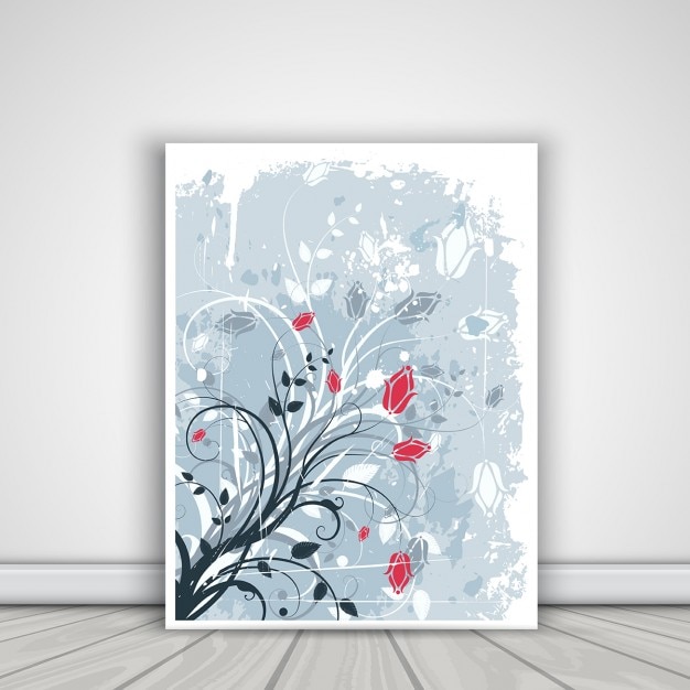 Free vector floral grunge canvas leaning against a wall