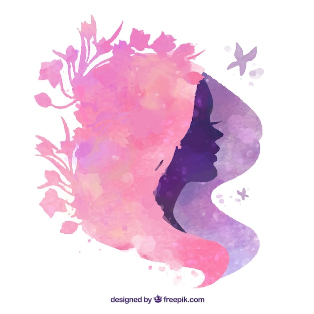 Free vector floral hairstyle silhouette