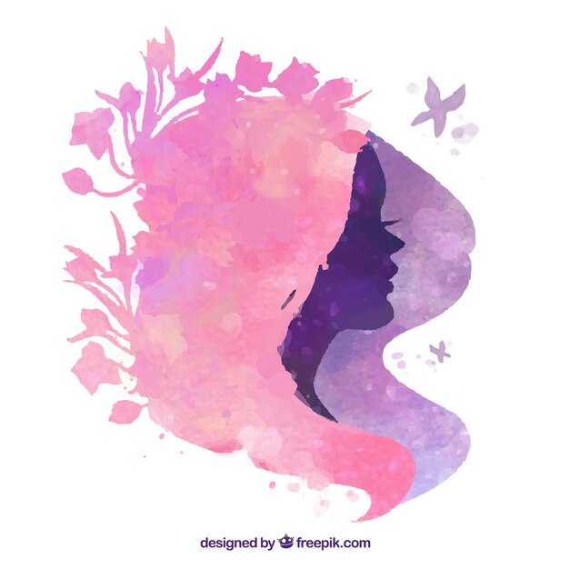 Floral Hairstyle Silhouette