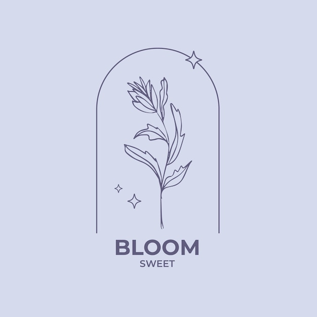 Floral hand-drawn blue logo logo