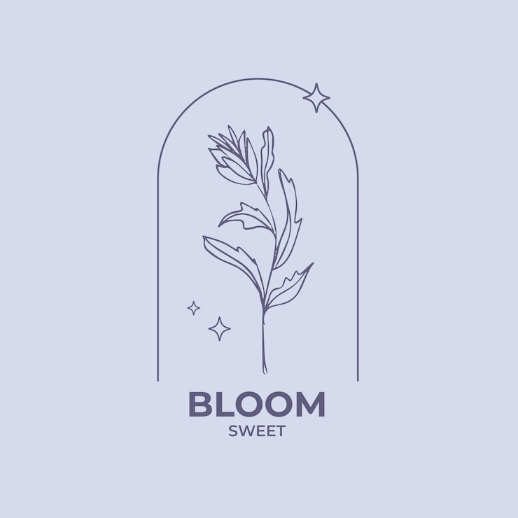 Free Vector floral hand-drawn blue logo logo