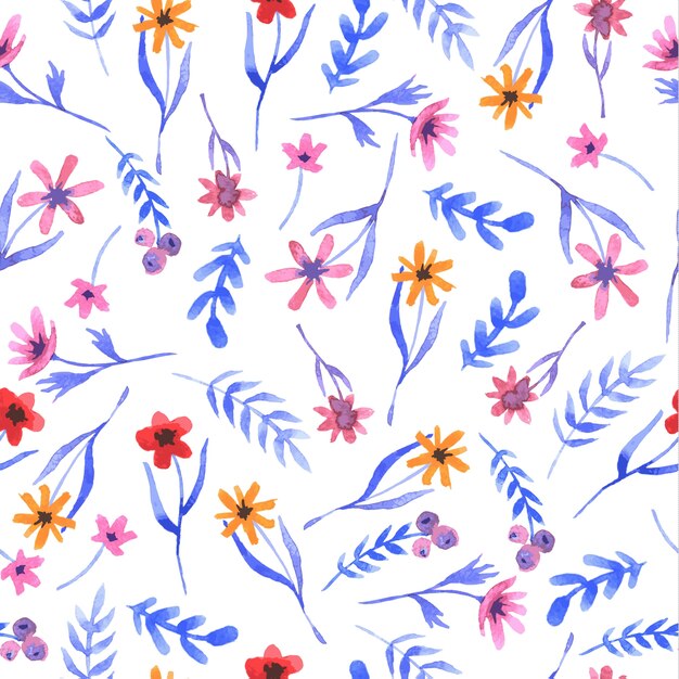 Floral hand drawn watercolor pattern