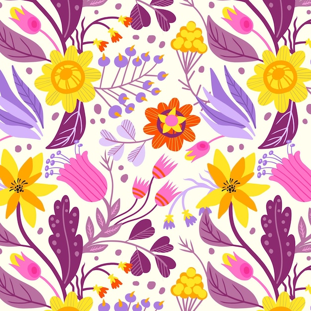 Free vector floral hand painted fabric pattern