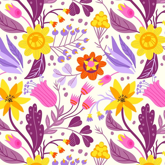 Floral hand painted fabric pattern