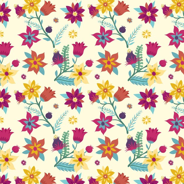 Floral hand painted fabric pattern