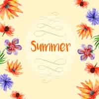Бесплатное векторное изображение Цветочные стороны окрашены фон лето
