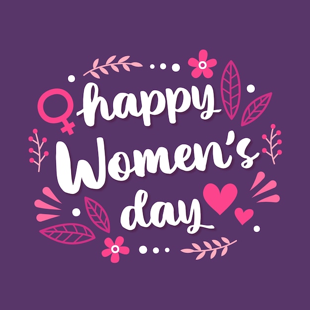 Free vector floral happy women's day lettering