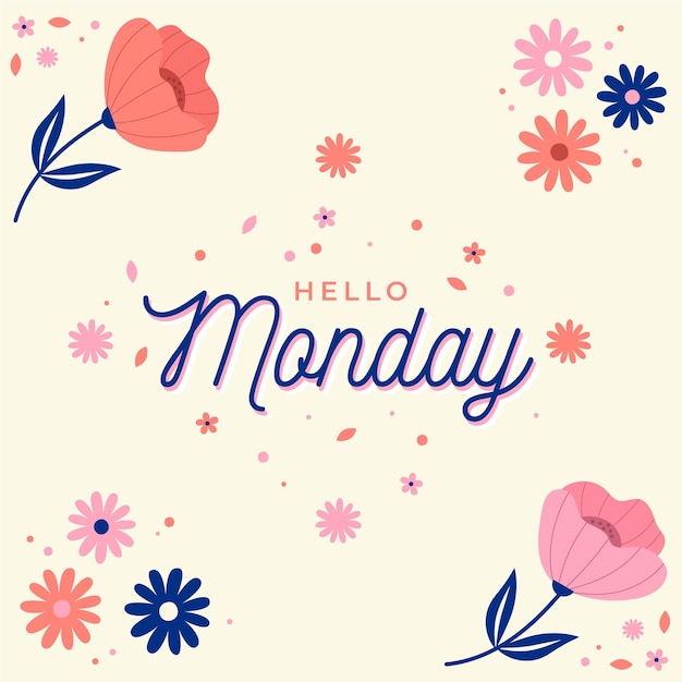 Floral hello monday background