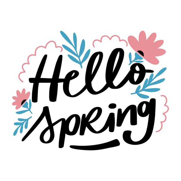 Floral hello spring lettering