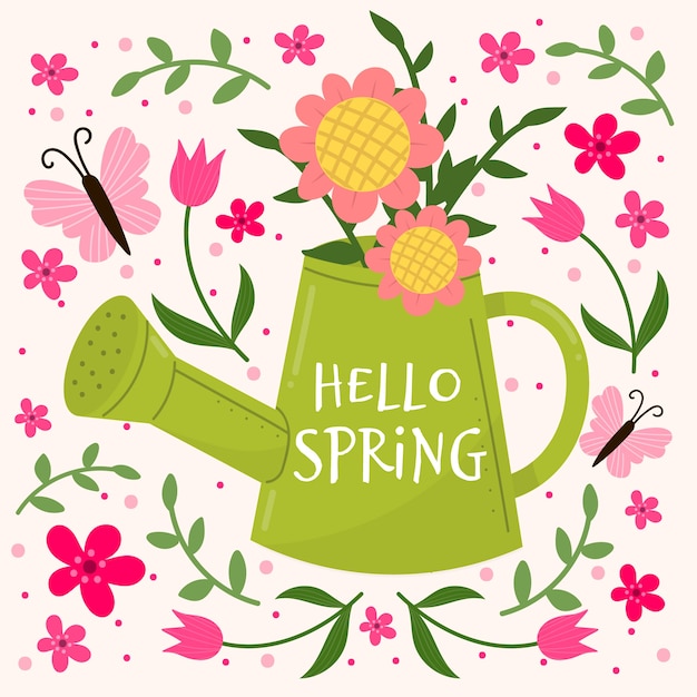 Free vector floral hello spring wallpaper