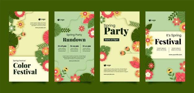 Floral instagram stories collection for spring celebration