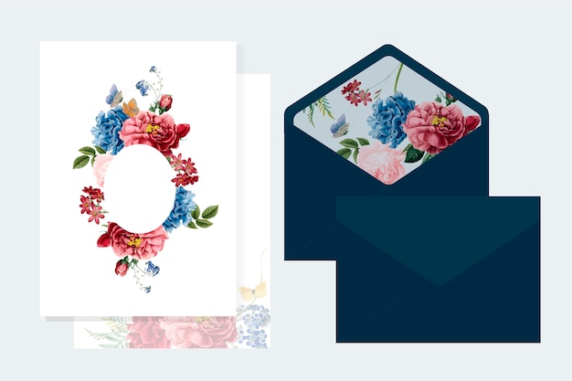 Free vector floral invitation card mockup illustration