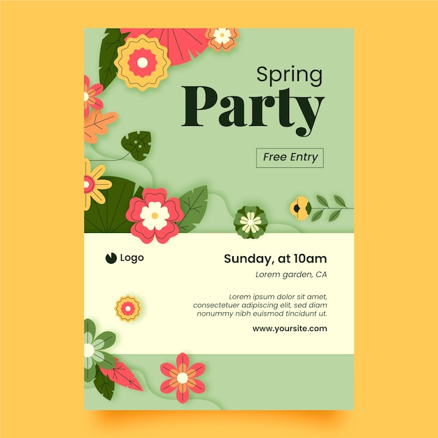 Free vector floral invitation template for spring celebration