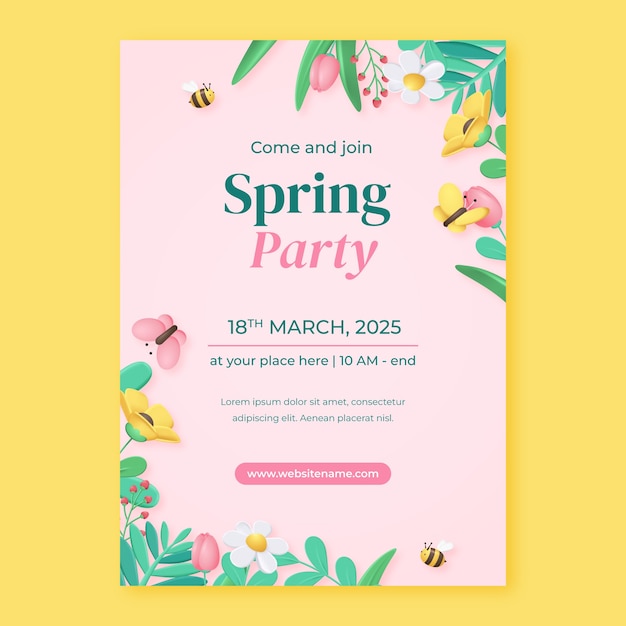 Free vector floral invitation template for spring celebration