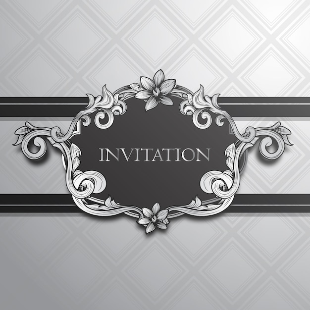 Floral invitation with silver design