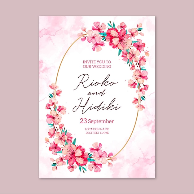 Floral japanese wedding invitation template