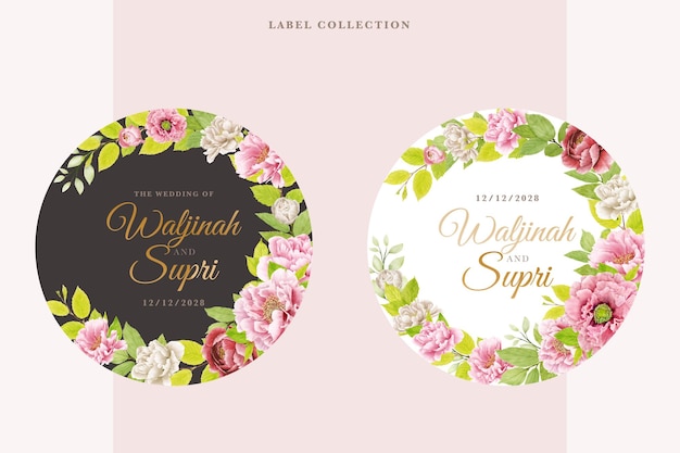 Free vector floral labels in flat design