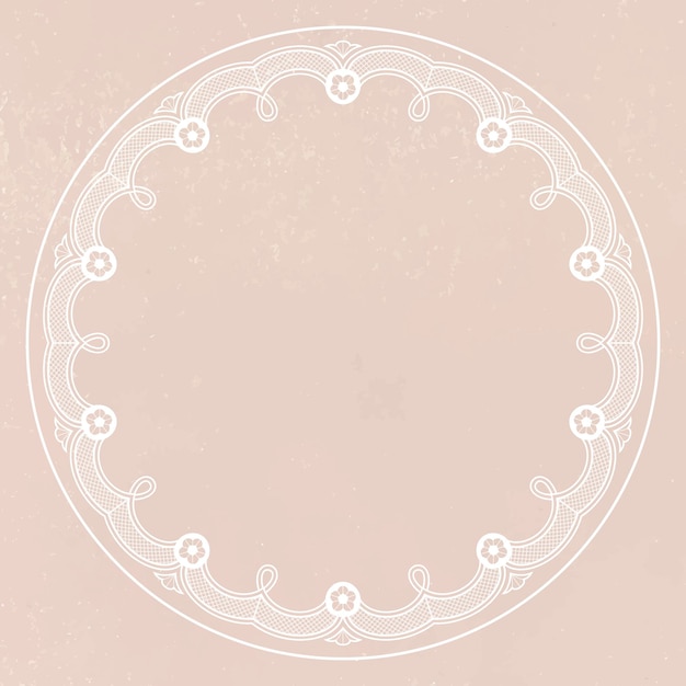 Free vector floral lace frame, circle shape on pink background vector