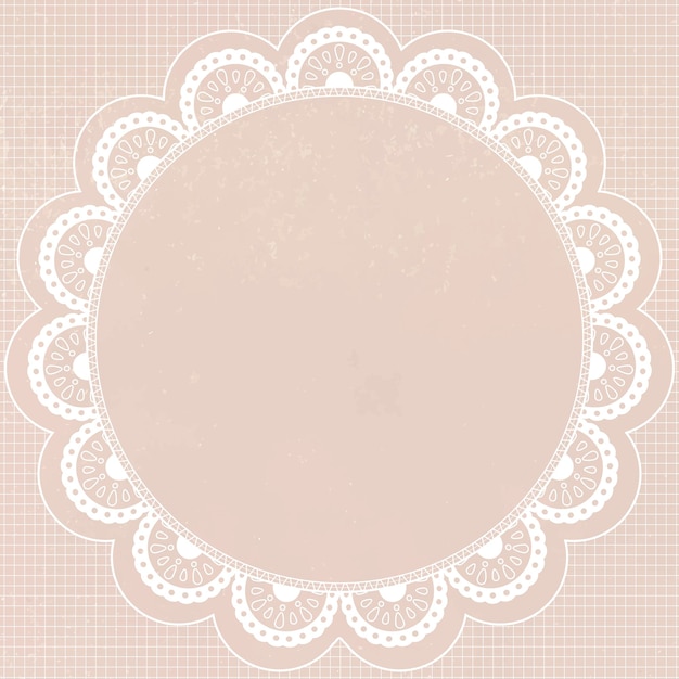 Vettore gratuito cornice floreale in pizzo, forma circolare su sfondo rosa vettore