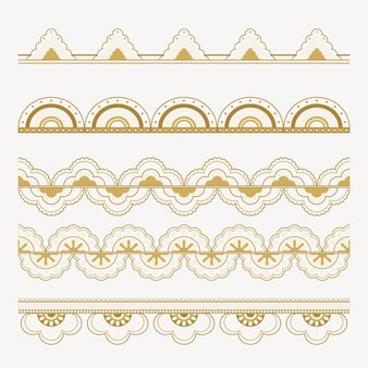 Floral lace pattern brush, gold vintage fabric border vector, compatible with ai