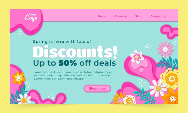 Free vector floral landing page template for spring celebration