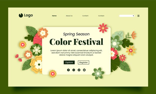 Floral landing page template for spring celebration