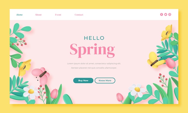 Free vector floral landing page template for spring celebration