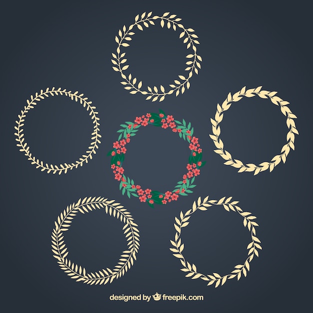 Floral and laurel wreaths