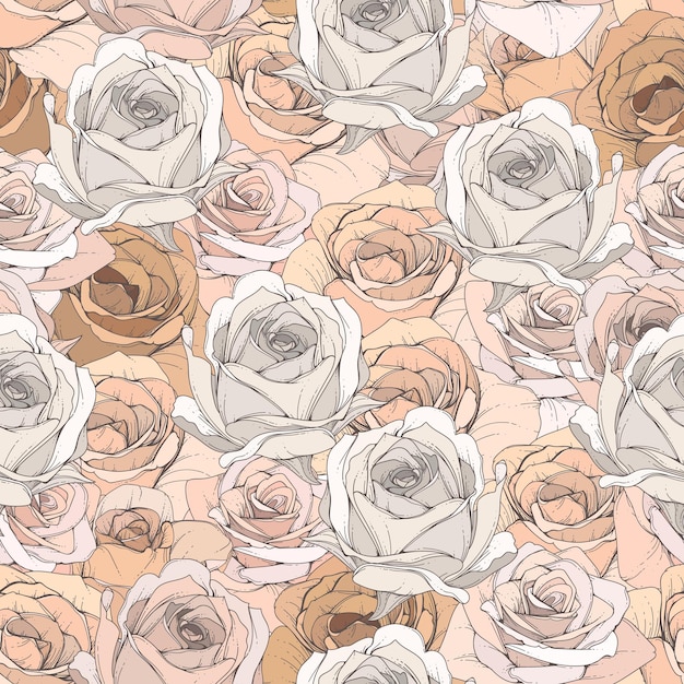 Free vector floral and leaves seamless pattern