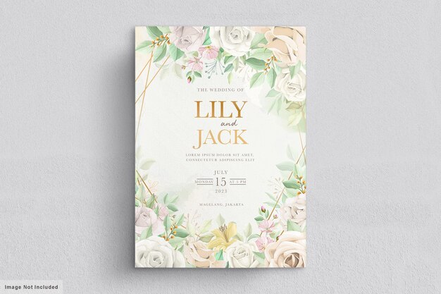 Floral leaves on wedding invitation