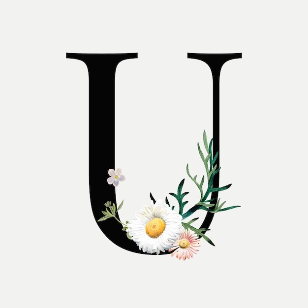 Free vector floral letter u