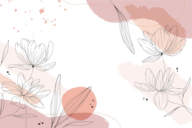 Free vector floral line art flat design background