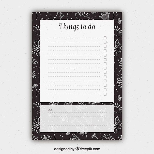 Floral to do list template