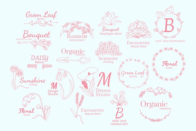 Free vector floral logo designs set