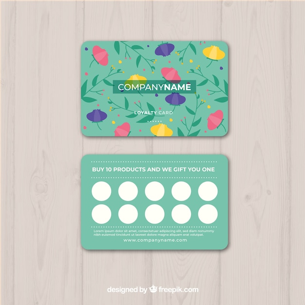 Free vector floral loyalty card template