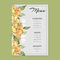 Free vector floral menu template for wedding