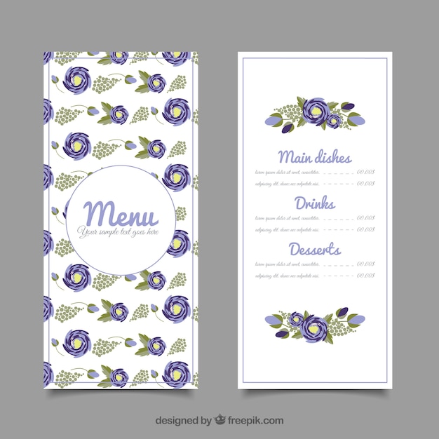 Free vector floral menu template