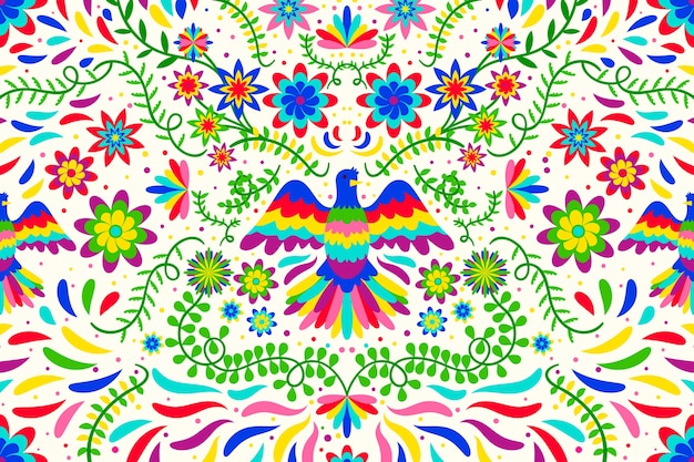 Free vector floral mexican wallpaper