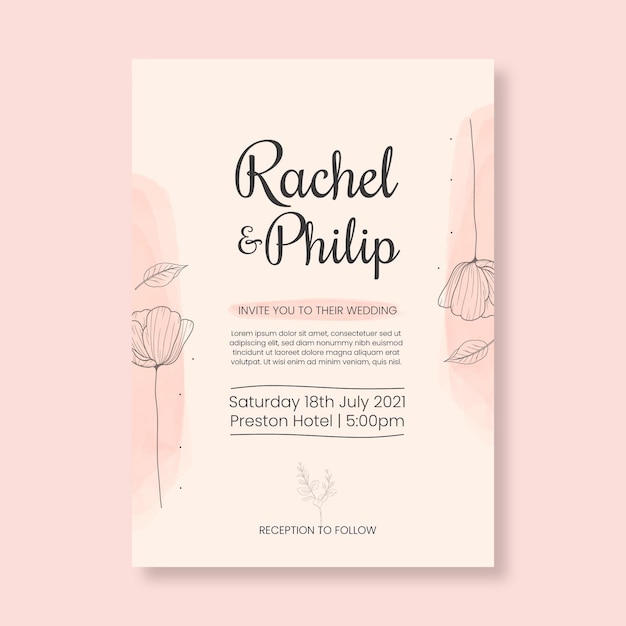 Floral minimalist wedding card template