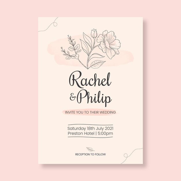 Floral minimalist wedding card