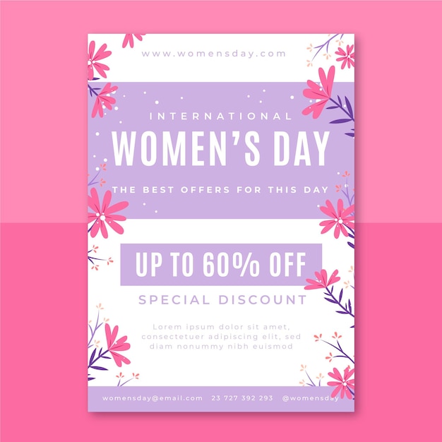 Free vector floral minimalist women's day flyer