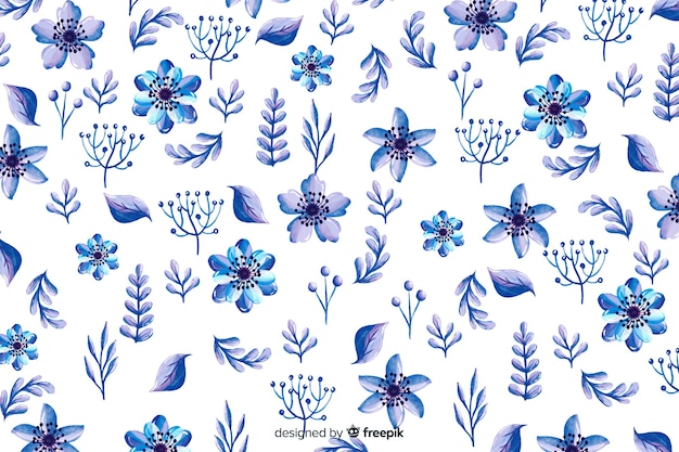 Floral monochromatic watercolor background