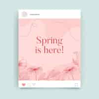 Vettore gratuito post instagram floreale monocolore primavera