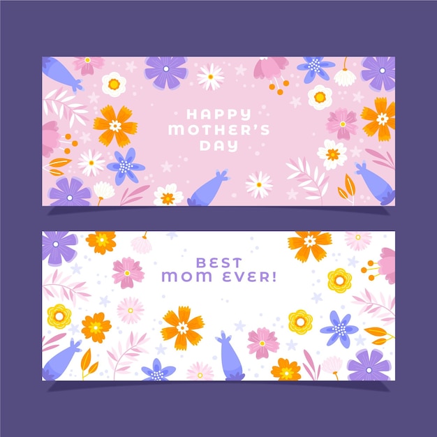 Floral mother's day banners set