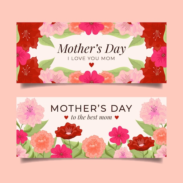Free Vector floral mother's day banners set